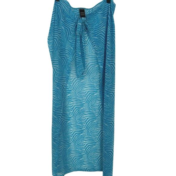 Express Women Sarong Mesh Animal Print Skirt Blue Beach Pool Cover Up Size XS-XL - Picture 1 of 5